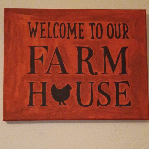 Handpainted Set of 2 'Farm House' Wall Decor Acrylic Painting 11x14" Signed - Picture 3 of 4